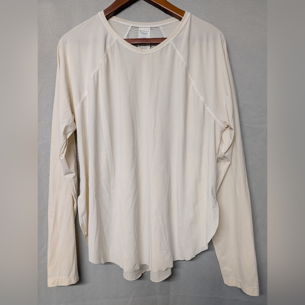 Athleta Ultimate Mesh Top In Cream Long Sleeve Athletic Tee Size Large